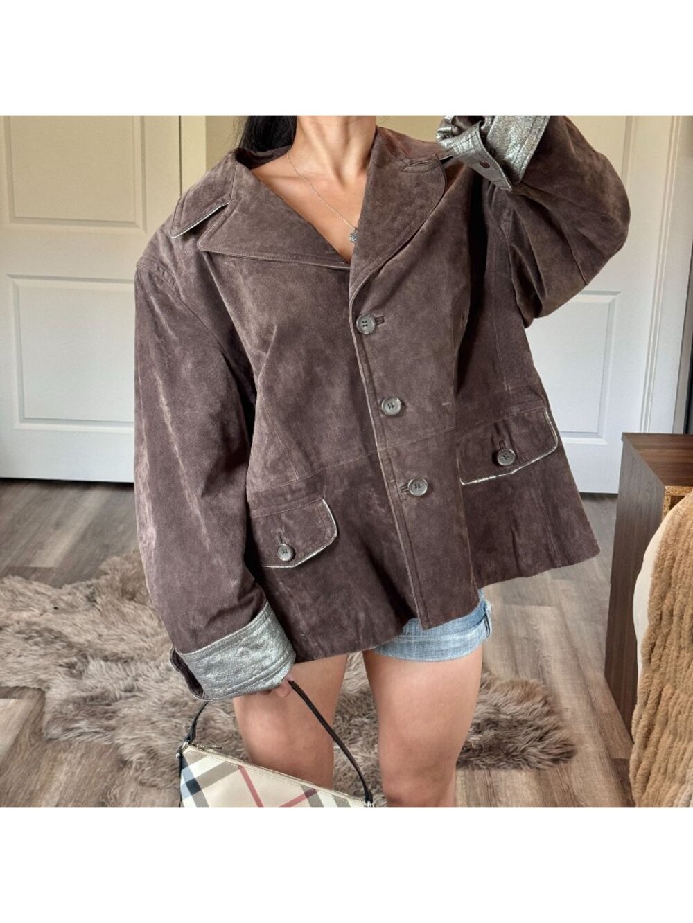 Y2K Jerry Lewis Brown Suede Leather Jacket 3X Brown Western w/ Silver Flip Cuffs